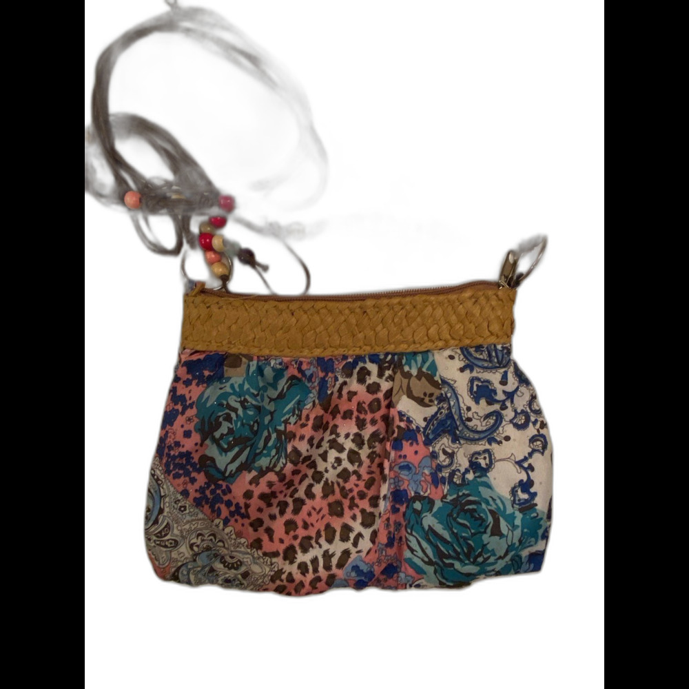 Womens Crossbody Bag Beaded Sparkle Straw‎ Edge Boho Hippie Paisley Animal Print